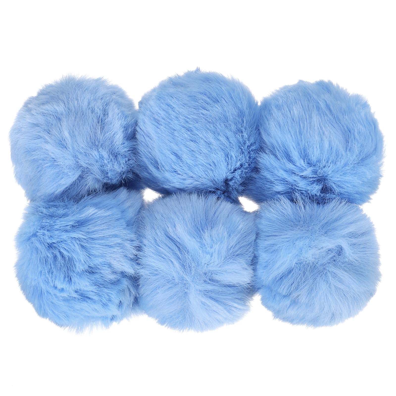 PATIKIL Faux Fur Pom Poms for Hats, 6 Pcs Fluffy Soft Fur Poms Balls for Keychain Knitting Hats DIY Scarves Gloves Bag Christmas, Blue