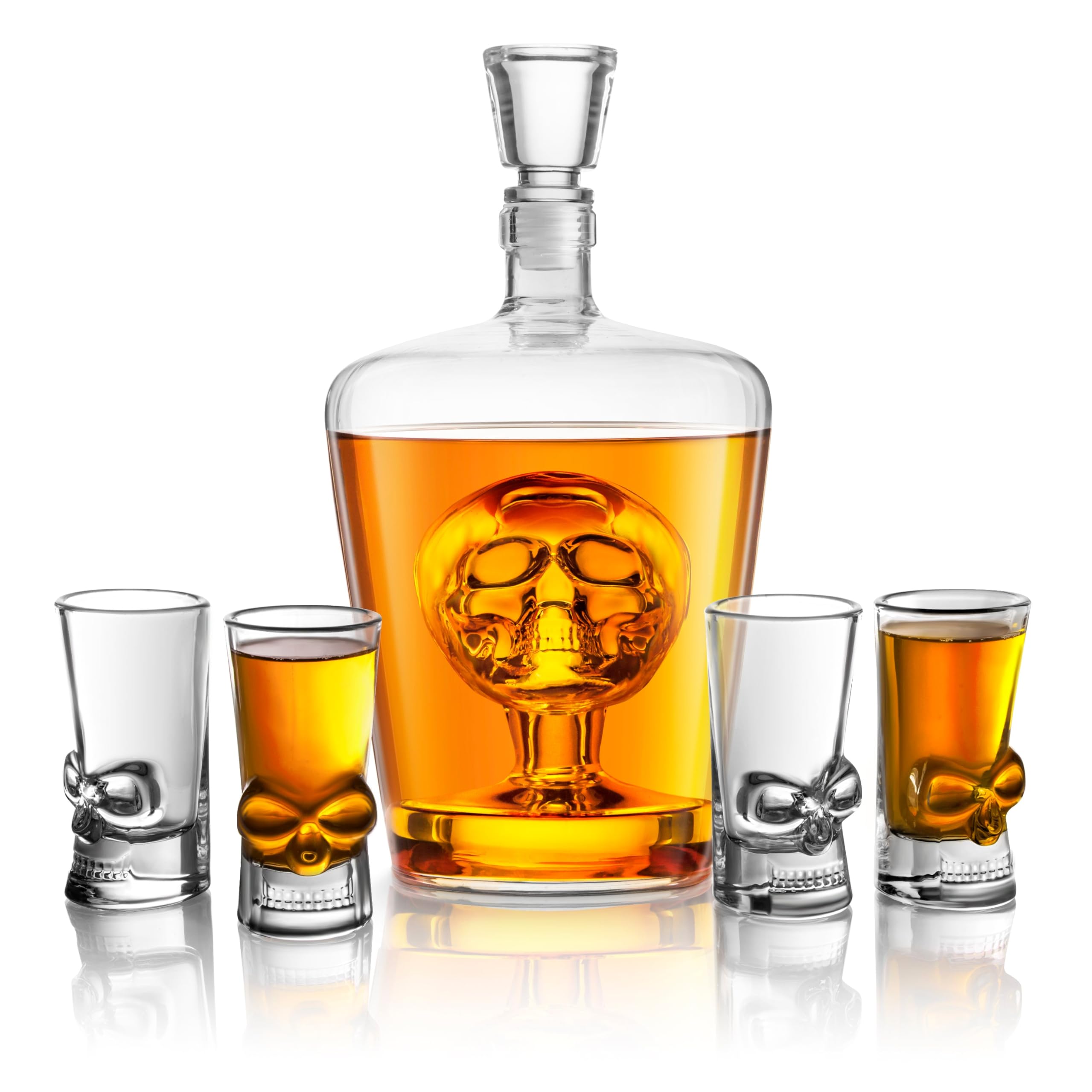 Final Touch Skull Liquor Decanter Set with 4 Skull Shot Glasses (FTA1867)
