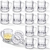 Lyksgir 12 Pcs 2 oz Mini Beer Mug, Glass Mug for Beer, Heavy Base Clear Beers Mugs, Glass Mugs With Handle for Party Home Dining BBQ