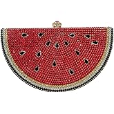 Watermelon Shaped Crystal Clutch Purses Sparkly Fruit Diamond Evening Bag Women Luxury Handbags Party Wedding Prom Rhinestone Purses