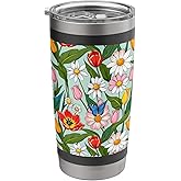 Retro Floral Pattern with Yellow Tones Stainless Steel Insulated Tumbler