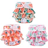 Washable Dog Diapers Female 3 Pack Reusable Highly Absorbent Doggie Diaper, Flexible Doggy Diaper Female Durable Leak-Proof Diapers for Dog Period Heat Incontinence Potty Training, XS