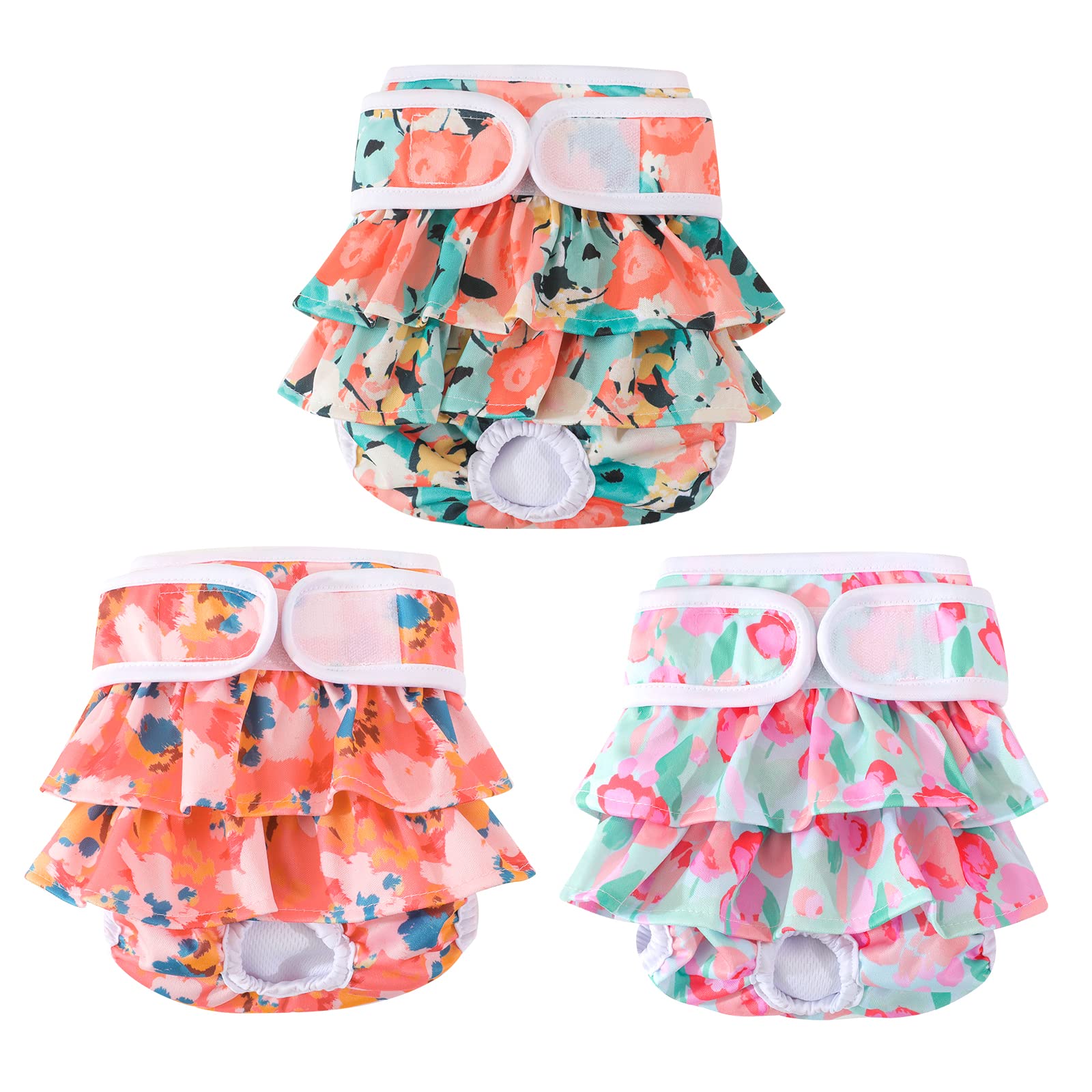 Photo 1 of Washable Dog Diapers Female 3 Pack Reusable Premium Highly Absorbent Doggie Diaper, Flexible Puppy Diaper, Durable Leak-Proof Dog Diapers for Period Heat Incontinence Potty Training, S