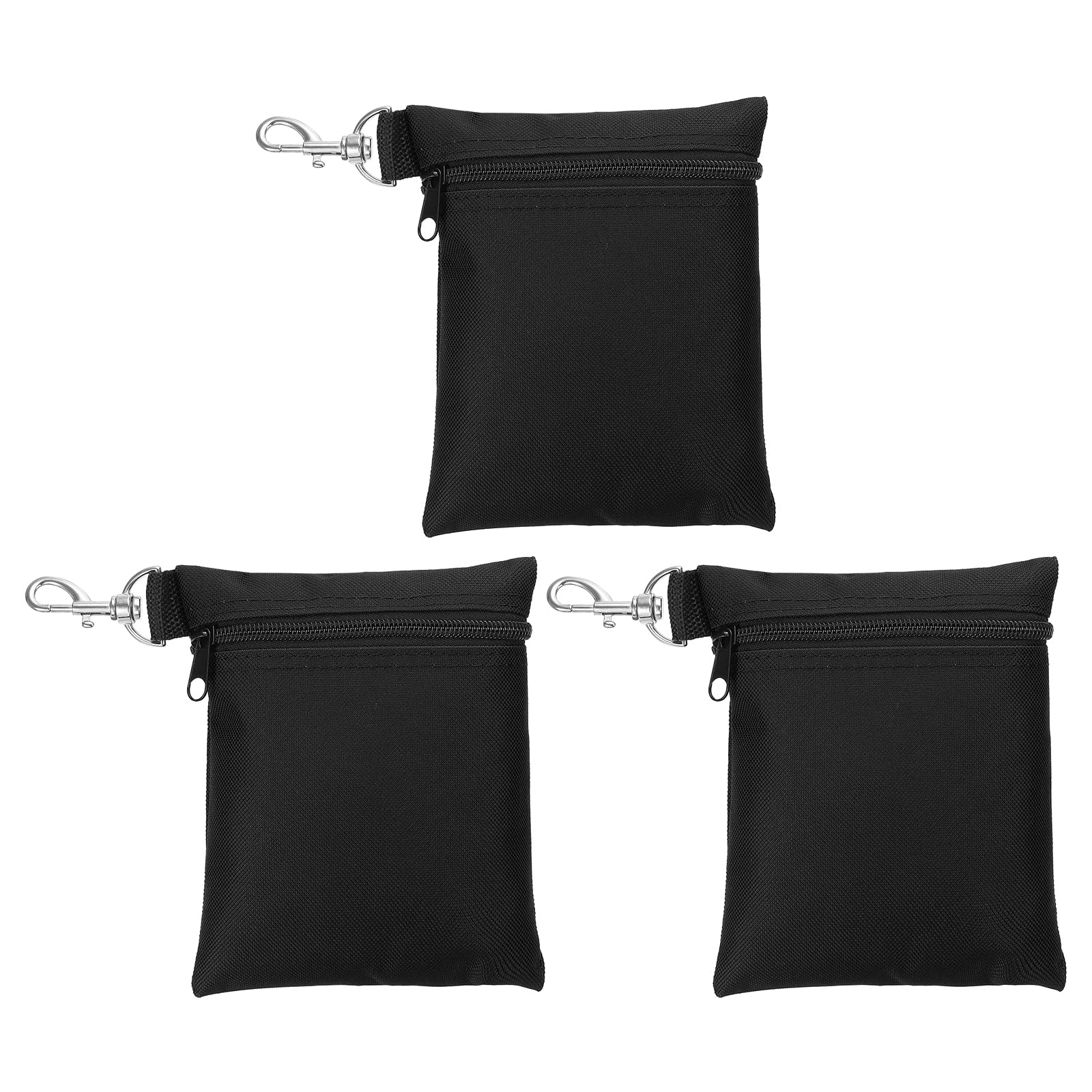 PATIKIL Zipper Golf Tee Pouch 6.7 x 5.5 Inch, 3 Pack Valuables Golf Tee Bag Golf Bag Accessories with Clip for Men Women Storage, Black