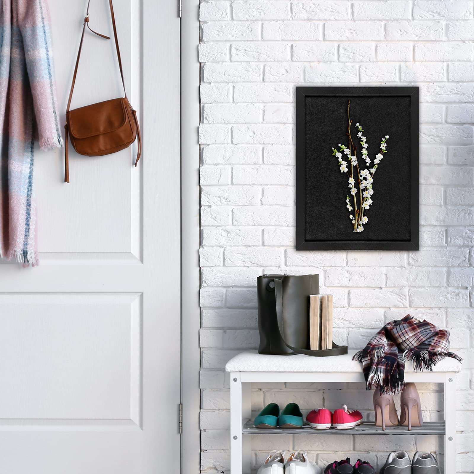 Okydoky Cork Board Bulletin Board with Felt,Wood Framed Display Bulletin Board for Walls with Pins, Eye Bolts, gaskets, Screws, Pin Board for Office, School and Home (Black, 33 * 43cm-1p)