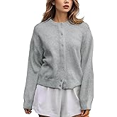 Wyeysyt Women Cardigan Sweater Button Down Long Sleeve Crewneck Soft Knit Sweater Fall Open Front Loose Casual Cardigan