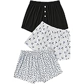 Milumia Women's 3 Pack Pajama Shorts Printed Elastic Waist Sleep Bottoms Sleepwear