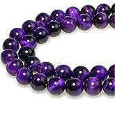 MJDCB Stone Beads 6mm 60pcs Round Purple Tiger's Eye Loose Gemstone Bead Charms for Jewelry Making Bracelet Necklace Earring Pendant