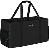 GhvyenntteS Extra Large Utility Tote Bag, Stand Up Utility Tote with Metal Wire Frame & Hard Bottom Board, Reusable Grocery Bags With Handles, Extra Large Beach Bag, Collapsible Car Tote
