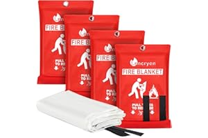 LANCRYEN 2025 Emergency Fire Blanket, Fire Extinguisher Blanket, Fire Suppression Blanket, Flame Retardant Blanket Fire Safety Blanket for Home, Kitchen, School, Grill, Car, Office, Warehouse(40” x40”)