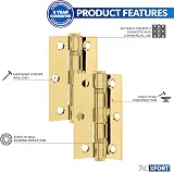 XFORT 3 Inch Polished Brass Ball Bearing Hinges 75mm 1.5 Pair view 3