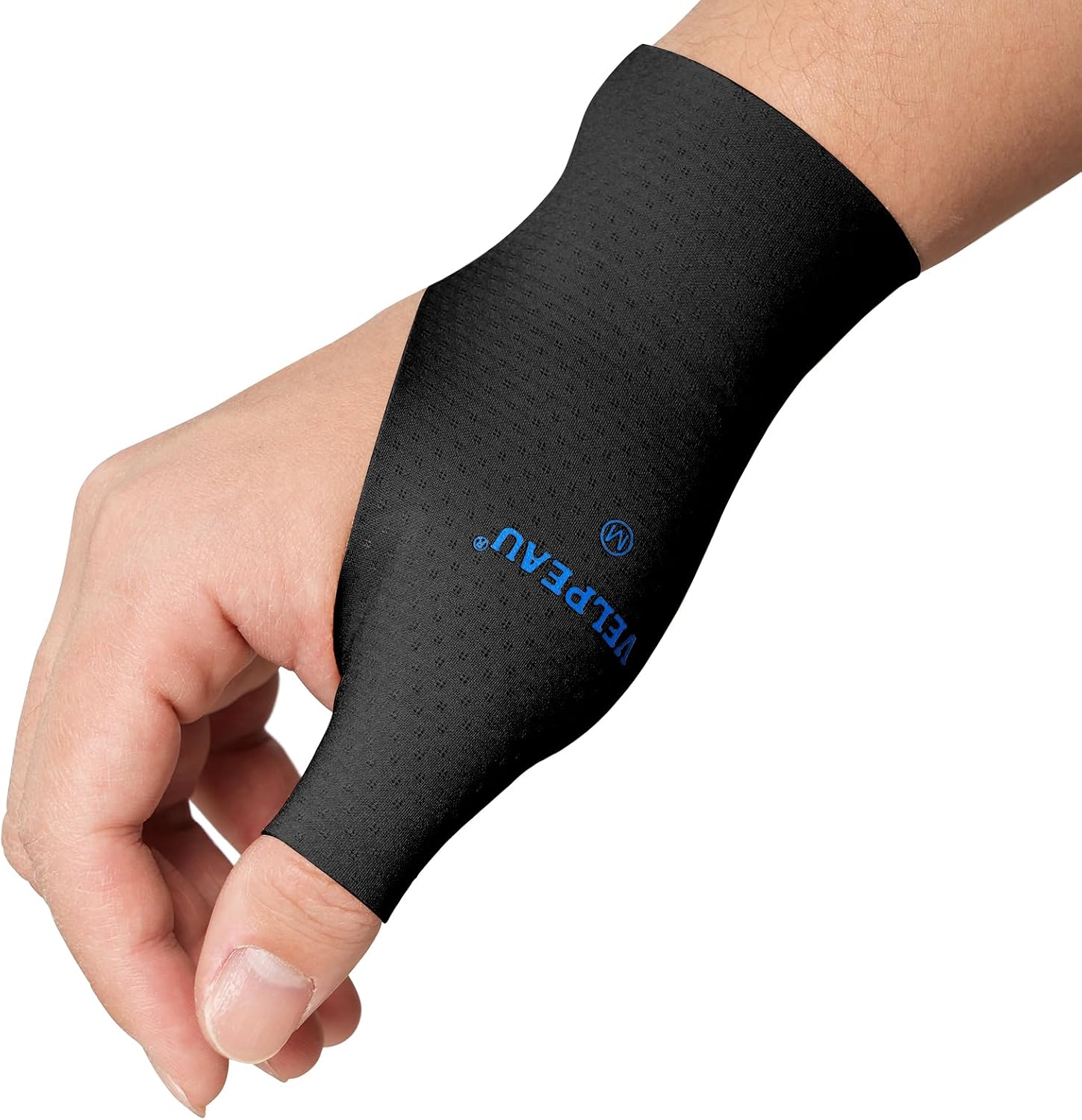 VELPEAU Elastic Thumb Wrist Support Brace (Pack of 2), Splashproof Compression Sleeve for Arthritis Pain, Tendonitis, Sprains, Sports, Splint Liner, Fits Left & Right Hands (Black, Long Version, S)