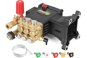 TOOLCY Pressure Washer Pump 3600-4200 PSI Max, Replacement Pump 4 GPM, Triplex Plunger, Horizontal 1" Shaft Gas Power Washer Pump with Pressure Adjustment Unloader & Chemical Injection, Direct Drive