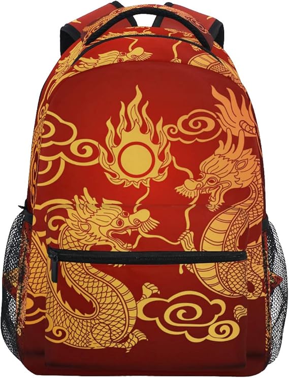 Chinese Dragons Casual Backpack School Bag Computer Book