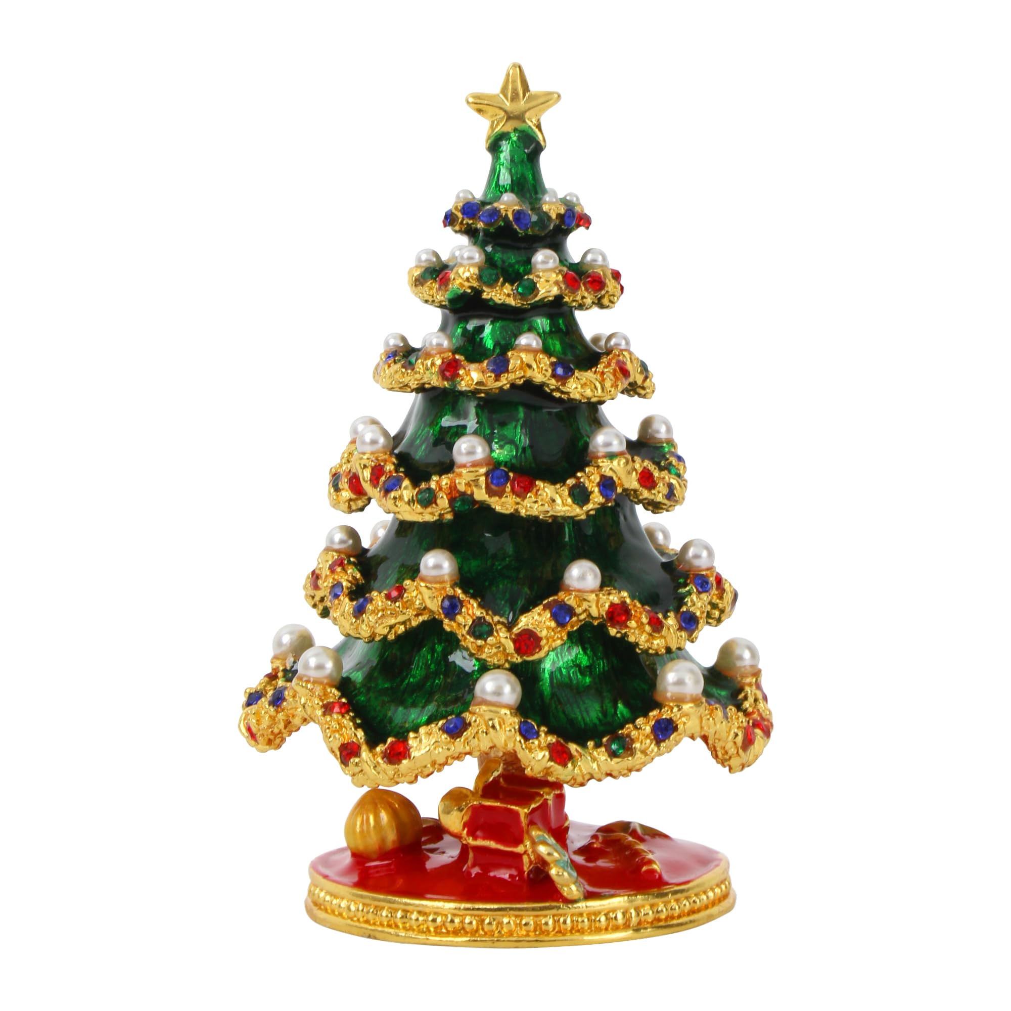 LA HAUTE Beautiful Christmas Tree Jewelry Trinket Box with Gift Box