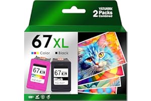 YATUNINK 67XL Ink Cartridges Combo Pack Compatible for HP Ink 67 XL Work with DeskJet 4155e 2800e 2755e 2700 2734e 2855e Envy 6455e 6400e 6000 Printer (Black, Tri-Color)