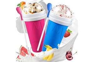 RELPOM Slushie Maker Cup, 2 Pack Magic Quick Frozen Smoothies Cups, Cooling Cup, Slushy Cups, Ice Cream Make, Cool Stuff Things Gadgets Funny Gifts for Kids (Blue and Pink)