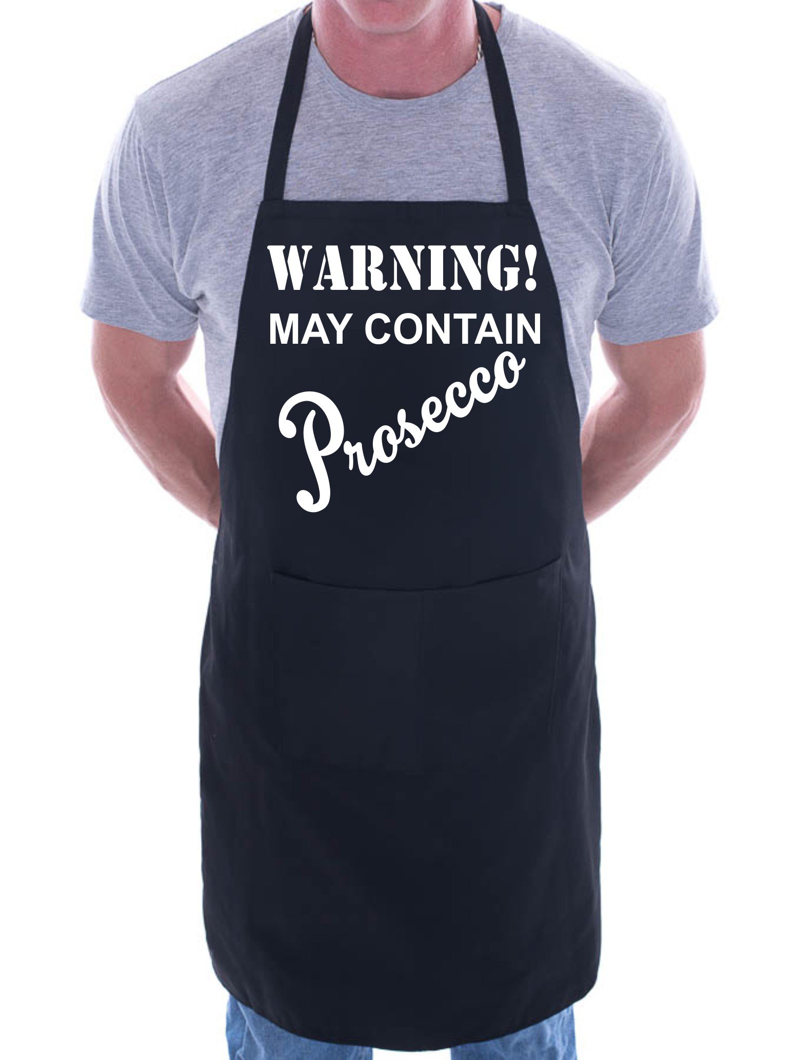 Print4U Warning Contains Prosecco BBQ Cooking Funny Novelty Apron Black