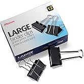 Officemate Large Binder Clips, 2 inch Wide, 1 inch Capacity, Box of 12 (99100)
