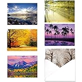 Breathtaking Landscape Note Card Pack / 36 Nature All Occasion Greeting Cards With White Envelopes Set / 6 Colorful Outdoor Scenery Designs / 3 1/2" x 4 7/8" All Occasion Sympathy Cards