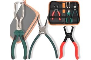 AZUNYYDS 3Pcs Fuel Line Pliers Set, 9 Inch Fuel Filter Caliper/Fuel Line Petrol Clip Pipe Pliers/80 Degree Disconnect Pliers Clamp Tool Set with Storage Case for Auto Maintenance