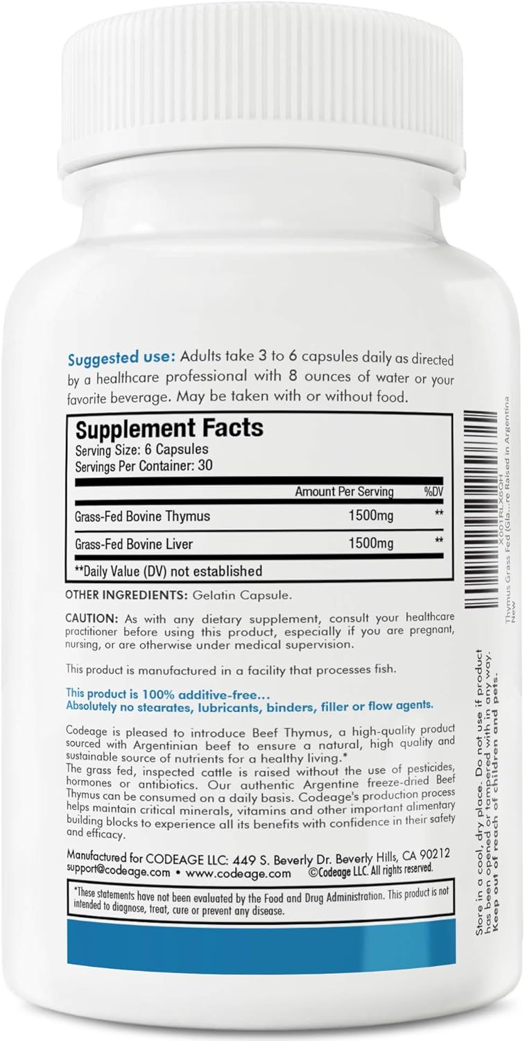 Codeage Glandular Thymus Extract, Grass Fed Natural Raw Thymus