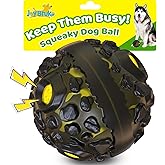 JoyBruko Dog Ball for Aggressive Chewers - Interactive Dog Toy Giggle Balls Fun Squeaky Sound to Keep Them Busy, Durable for Small Medium Large Breeds, Rubber Chew Toys, As Seen on TV, Black & Yellow