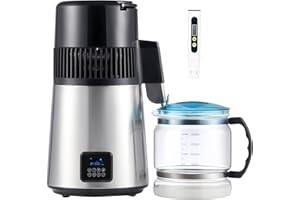 CO-Z Water Distiller for Home, 1350W Distilled Water Machine for CPAP Machine with Control Panel & Glass Container, 4L Stainl