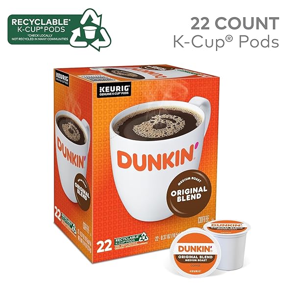 DUNKIN’ ORIGINAL BLEND MEDIUM ROAST COFFEE, 22 KEURIG K-CUP PODS