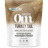 Om Mushroom Superfood Turkey Tail Organic Mushroom Powder Pouch, 7.05 Ounce, 100 Servings, Immune Support, Polysacchrides, Beta-Glucans, Gut Health & Holistic Defense Mushroom Supplement