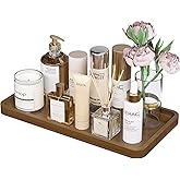 Weenson Bathroom Vanity Tray for Soap Dispenser, Perfume, Makeup, Dresser Jewelry, Decor, Candle, Bamboo Kitchen Tray for Counter Coffee Spice Salt Brown Toilet Tank Tray11.81”L x 6.1”W x 0.79”H