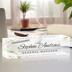 Name Plate for Desk Personalized Office Acrylic