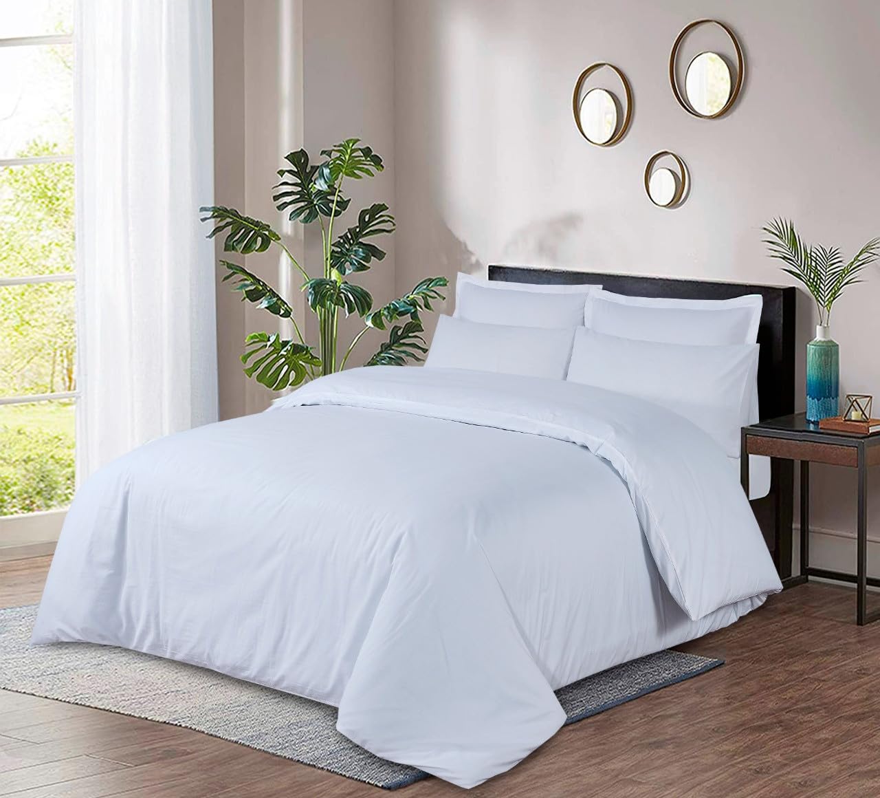 DTEX HOMES 400 Thread Count Duvet Quilt Cover Set With Pillow Cases 100% Egyptian Cotton Sateen Bed Set Single