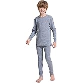 MERINNOVATION Merino Wool Base Layer Set for Kids Long Sleeve Thermal Underwear for Boys Girls Lite - Midweight Top & Bottom