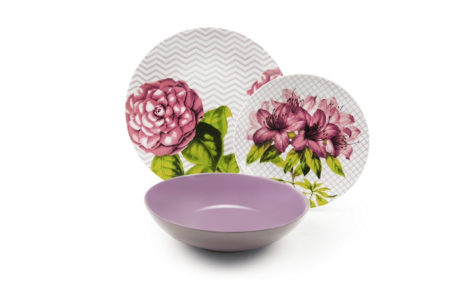 Excelsa Sofia Servizio Piatti 18 Pezzi, Porcellana e Stoneware, Decoro Multicolore, 6 Persone