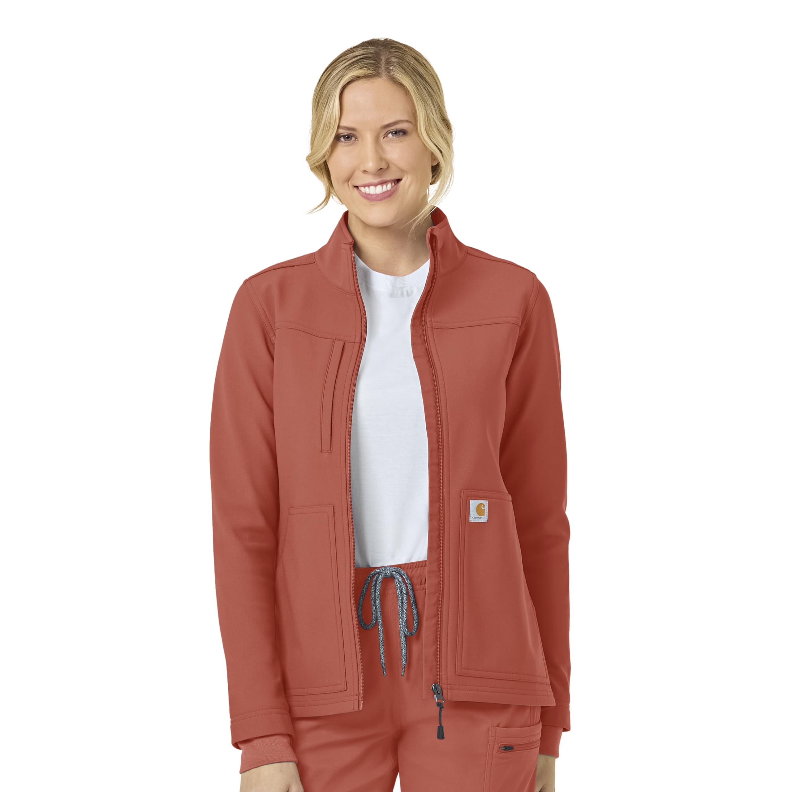 Carhartt Scrubs C81023 Women's Rugged Flex® Modern Fit Bonded Fleece Jacket X-Large Dusty Cedar Image