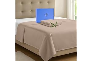 KICKOFF HOME Kickoff Viscose Bamboo Flat Sheet Only King Size, 100% Organic Cool Bed Sheets King Size Flat Sheet Only, Top Extra Wide, Viscose Bamboo Cooling Sheets for Hot Sleepers (K, Iced Latte)