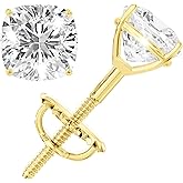 Moissanite Stud Earrings, 0.5ct-2ct D Color VVS1 Clarity Moissanite 14K Gold Plated 925 Sterling Silver Moissanite Earrings For Women