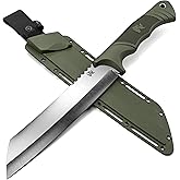ODENWOLF W Machete - Survival Machete Full Tang with Sheath - Strong D2 Steel Knife Machete for Cutting Trees, for Yard Work, and for Bushcrafting and Big Tactical Knife with TPE-Handle