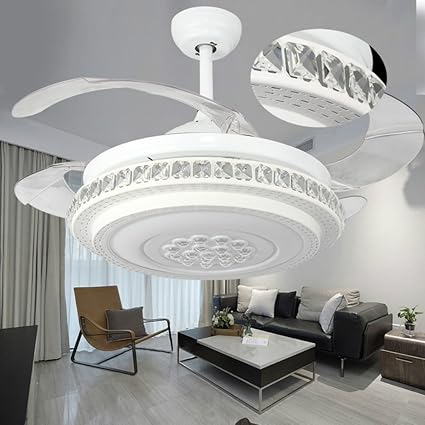 Lighting Groups Modern Crystal Fan Chandelier With Remote Control