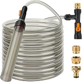hygger Bucket-Free Aquarium Water Change Kit Metal Faucet Connector Fish Tank Vacuum Siphon Gravel Cleaner with Long Hose 49FT Drain &amp; Fill