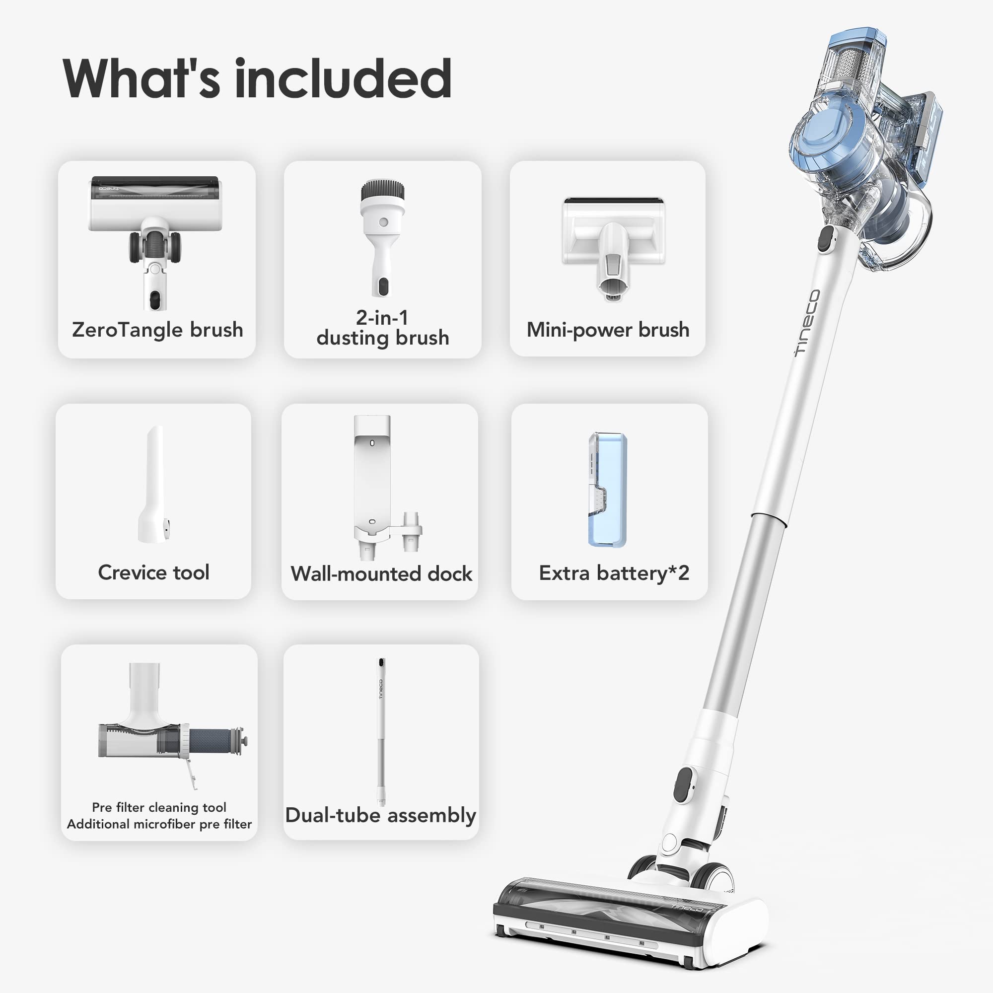 Tineco A11 Pet Ex Cordless Stick Vacuum, Lightweight Handheld Vacuum, Long Run Time and Powerful Suction for Carpet and Hard Floor