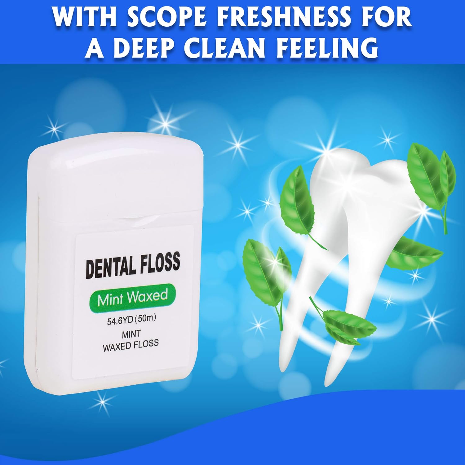 4 Pack Waxed Dental Floss for Plaque and Food Removal, Refreshing Mint Flavor Deep Clean Floss - Natural Waxed for Comfort Flossing Extreme Clean for Adults, Teens, Kids, Perfect Size for Travel: Health & Personal Care