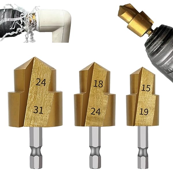 Juego De 3 Brocas Elevadoras Para Tuberías PPR - Diámetros 15-19 Mm, 18-24 Mm, 24-31 Mm, Vástago Hexagonal 1/4''