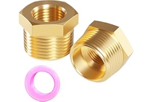 Sctihwelire 3/4 to 3/8 Brass Pipe Reducer, NPT Male to Female Adapter, Brass NPT Fitting for Plumbing, Gas Line, Air Compressor, Forged Connector, Leak-Proof Thread (2 Pack)