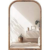 20"x30" Arch Wall Mirror Bathroom Mirror for Wall Mounted, Tempered Glass, Wood Grain Finish Frame Wall Mirror Decorative for