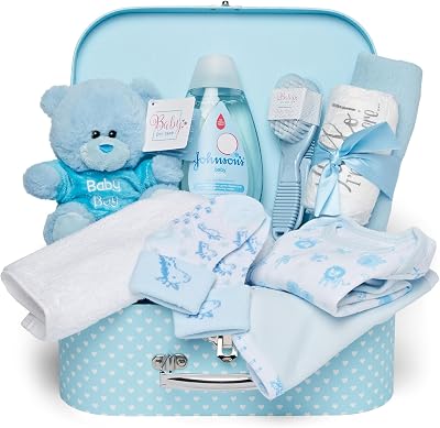 Baby Box Shop Baby Boy Gift Set Newborn Hamper with Teddy Bear