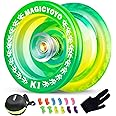MAGICYOYO Responsive Yoyo K1 for Kids Beginners, Plastic Yoyo with Yoyo Storage Bag+Yoyo Glove+12 Replacement Yoyo Strings(Green Yellow)