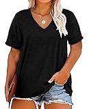 Plus Size V Neck T Shirts Women Short Sleeve Tops