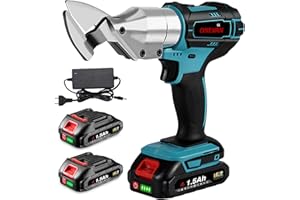 ONEVAN Cordless Metal Shear, Heavy Duty Electric Scissors for Cutting Metal, Iron, Stainless Steel, Carpet and Cardboard-Variable Speed with 2x 21V 1500mAh Batteries